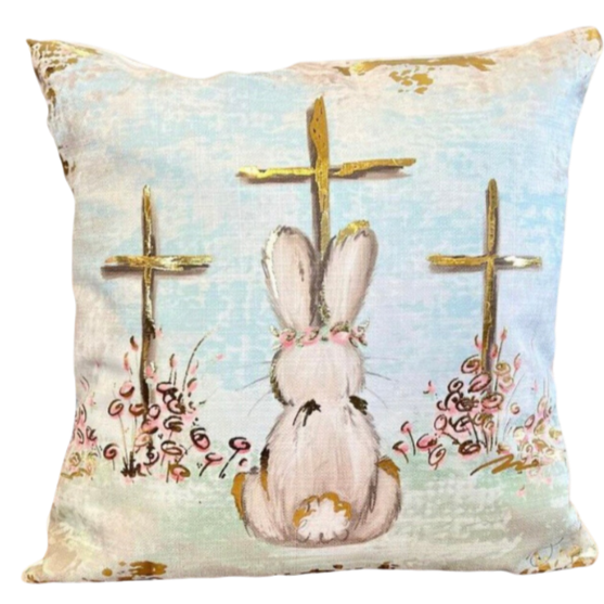 Bunny at the Cross Pillow