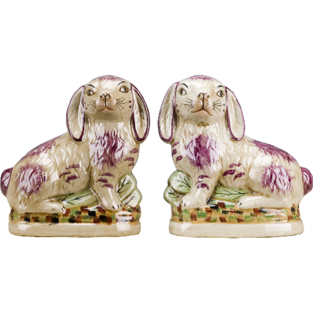 Staffordshire Bunny Hares Large Pair