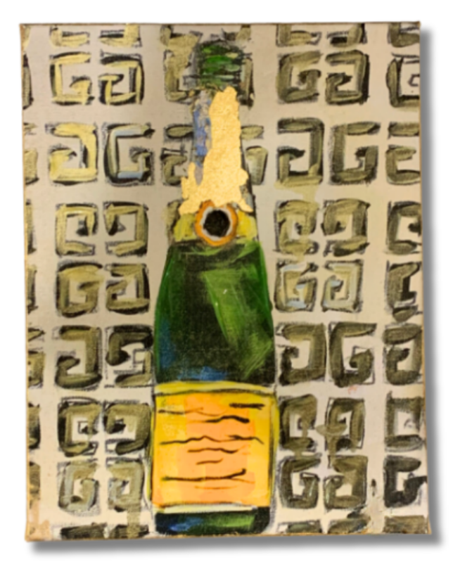 GG Champagne Bottle Painting