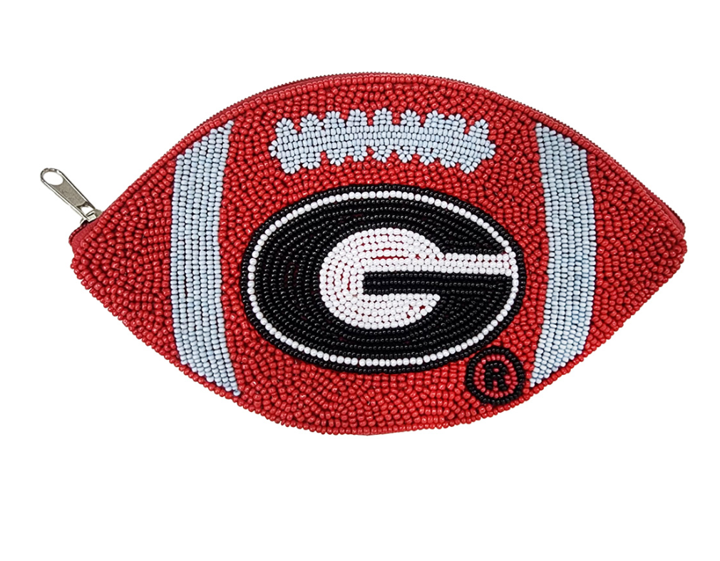 Game Day Football Beaded Coin Purse