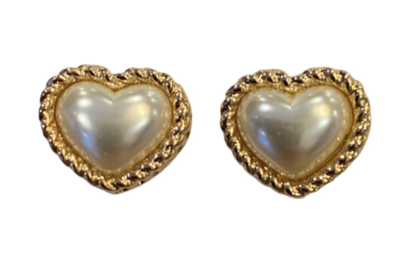 Pearl Gold Heart Earring