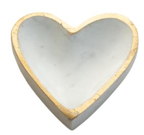 Marble Heart Tray with Gold Edges