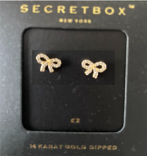 Load image into Gallery viewer, Bow Small Gold Diamond Stud Earrings
