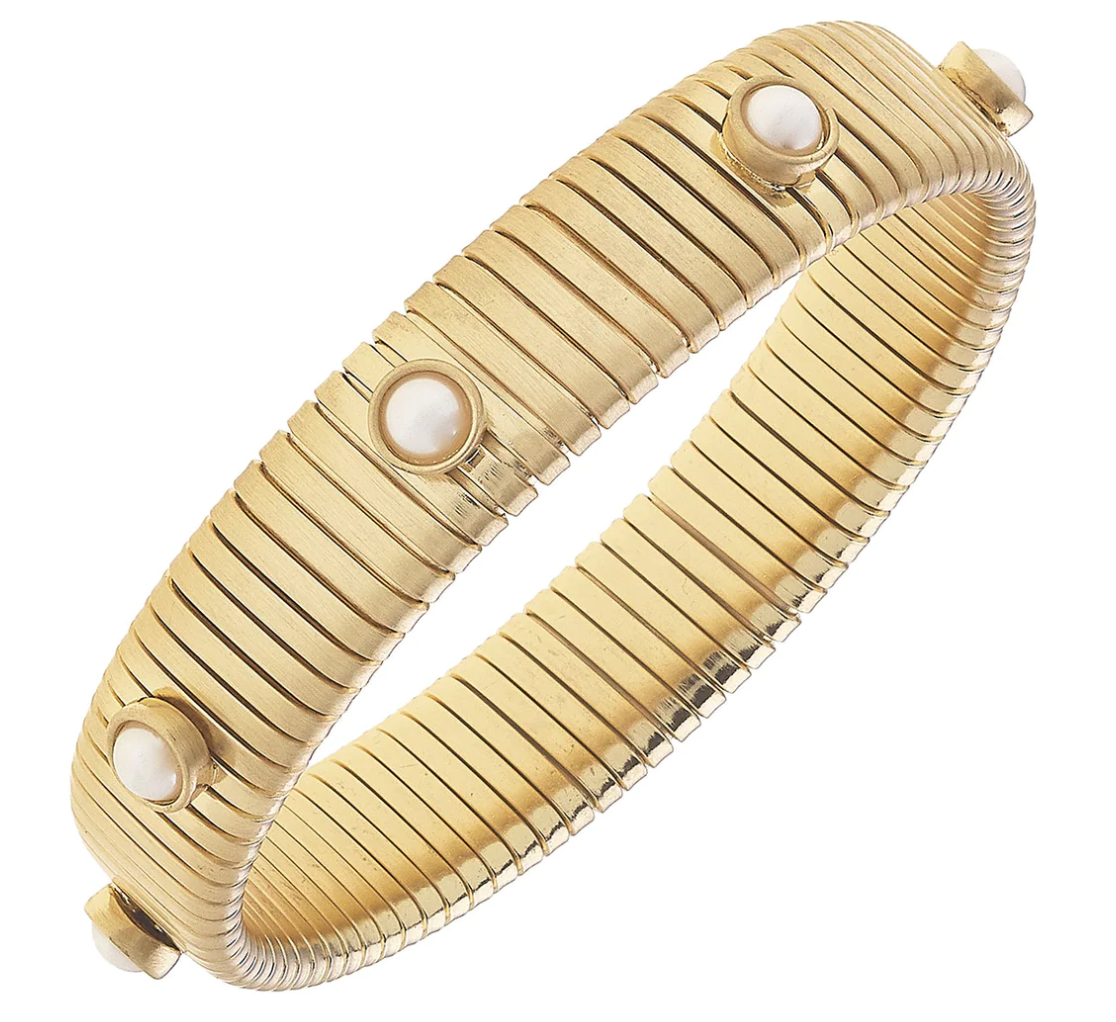 Pearl Studded Gold Stretch Bracelet