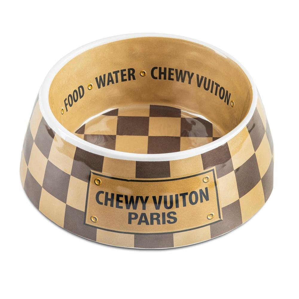 Chewy Vuiton Checkered Bowl