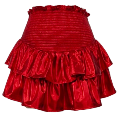 Queen Of Sparkles Red Metallic Ruffle Tiered Skirt