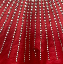 Load image into Gallery viewer, Queen Of Sparkles Red with Silver Rhinestone Burst Cotton Swing Shorts
