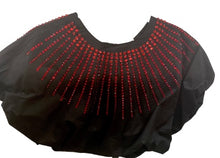 Load image into Gallery viewer, Queen Of Sparkles Black with Red Rhinestone Burst Cotton Bubble Top
