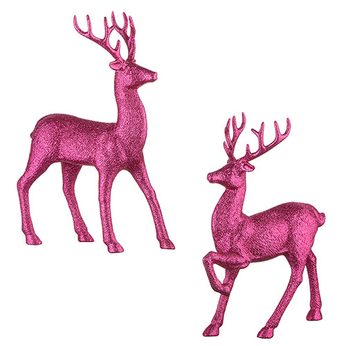 13.25” Pink Glitter Deer